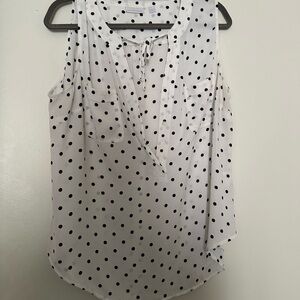 New York & Company Cream Sleeveless Bib Collar Blouse